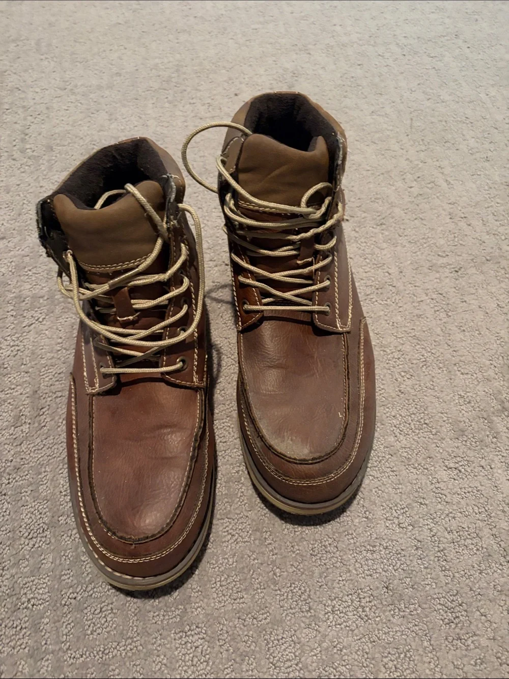 Sonoma Men's Tan and Brown Lace-Up Work-Style Boots